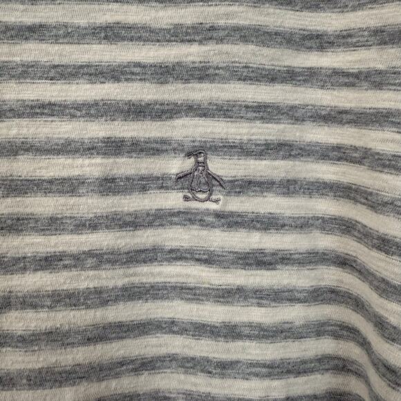 Penguin by Munsing Wear Mens gray white striped short sleeve T shirt with logo - Picture 6 of 16